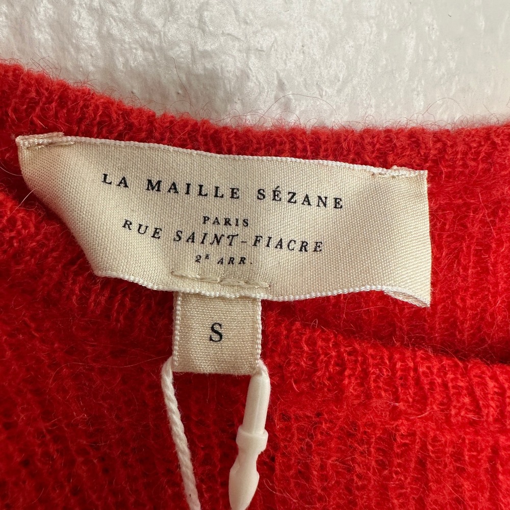 Sezane Gaspard Cardigan Rouge Red Mohair Alpaca Knit Sweater Size Small NWT - Picture 6 of 9